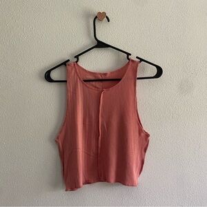American Eagle Pink Sleeveless Cropped Mixed Media Tank Top